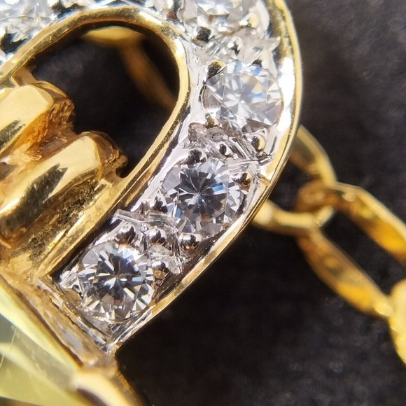 Genuine 18K Real Gold + Yellow Quartz Padlock Chain Necklace Diamonds GIA Tested - Picture 11 of 11